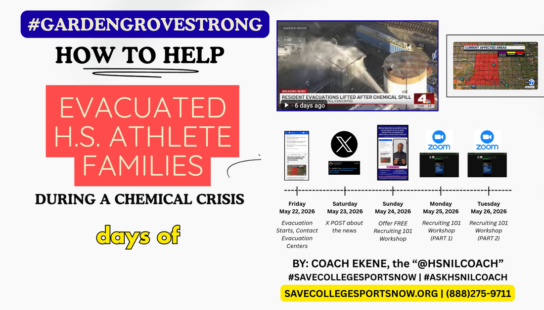 “HOW TO HELP EVACUATED HS ATHLETE FAMILIES DURING A CHEMICAL CRISIS”  by Coach Ekene Agwuenu the @hsnilcoach